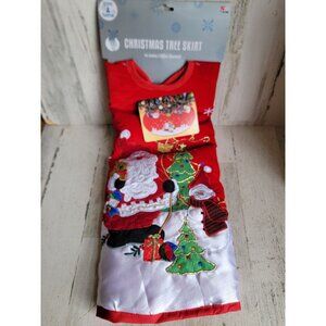 New red Santa Claus tree skirt tree Xmas home decor